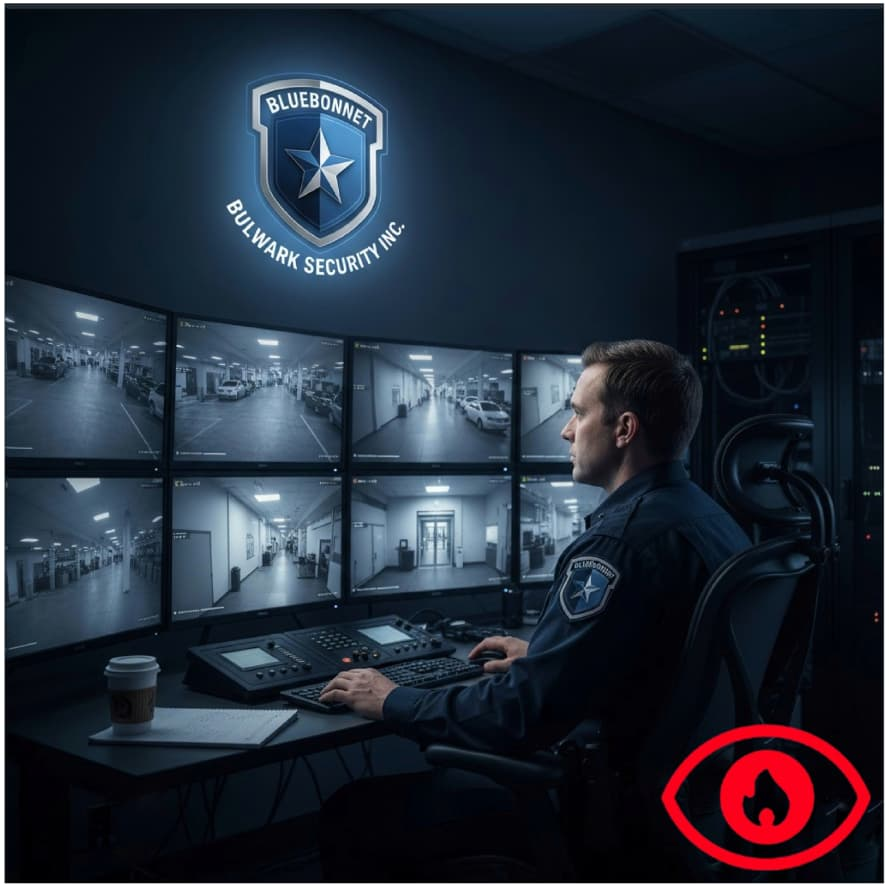 Security operator monitoring multiple screens